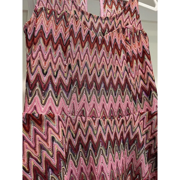 Candie's Women's Knit 70's‎ 90's Dress Colorful Sleeveless V Neck Size Medium - Picture 3 of 8